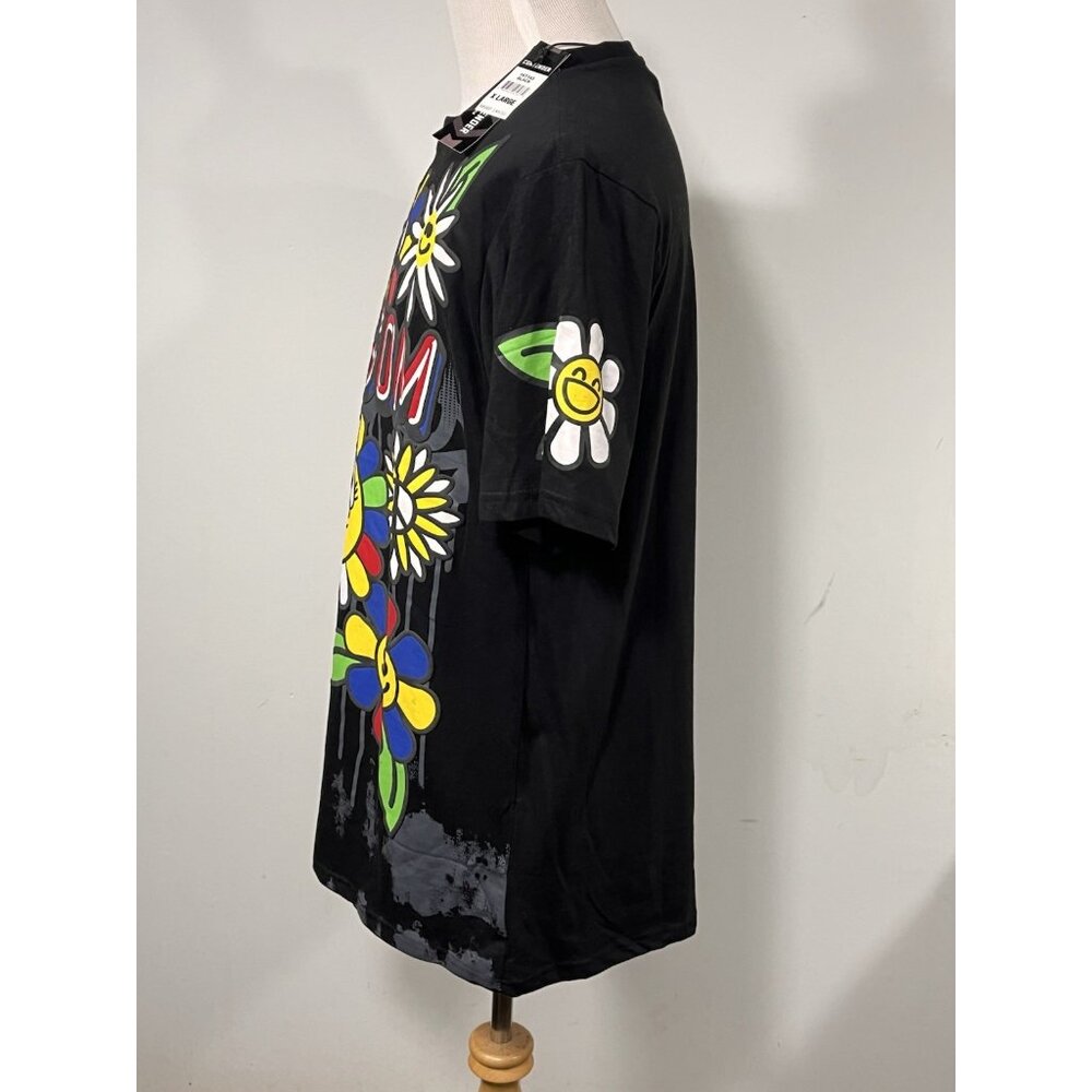 Contender Blossom Smiley Flower Graphic T-Shirt XL NWT Streetwear Black - Picture 5 of 14